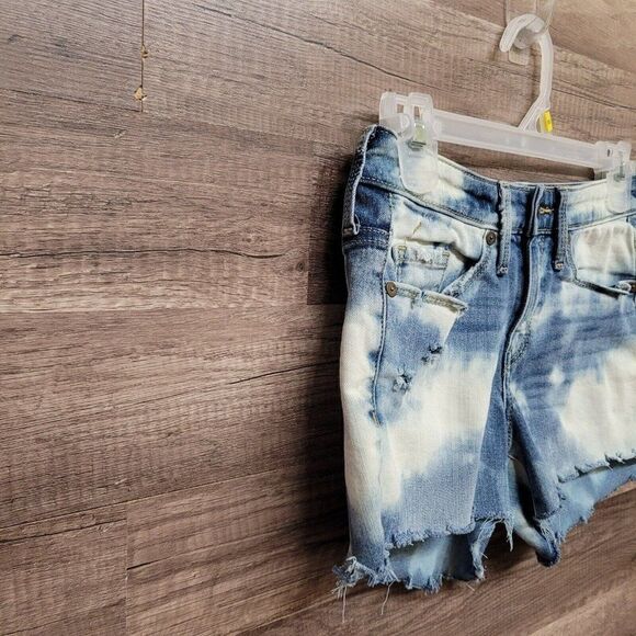 Mossimo High Rise Midi Cut-Off Shorts Size 0 / 25 Womens Denim Jean Bleached - Picture 8 of 10